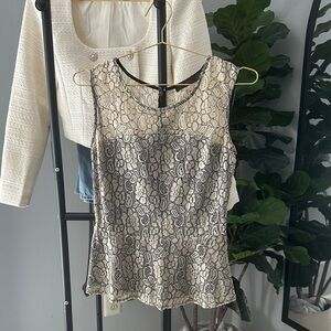 The Limited Lace Tank Top - Black and Cream